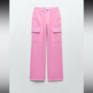 Zara High Rise TRF Straight Leg Cargo Pant & Cropped Knit Top